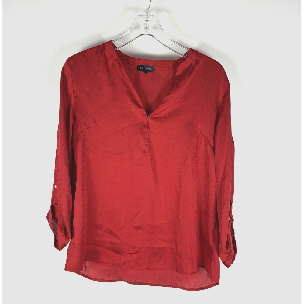 The Limited Womens V Neck Top Blouse Size M Red Romantic Career Business Casual